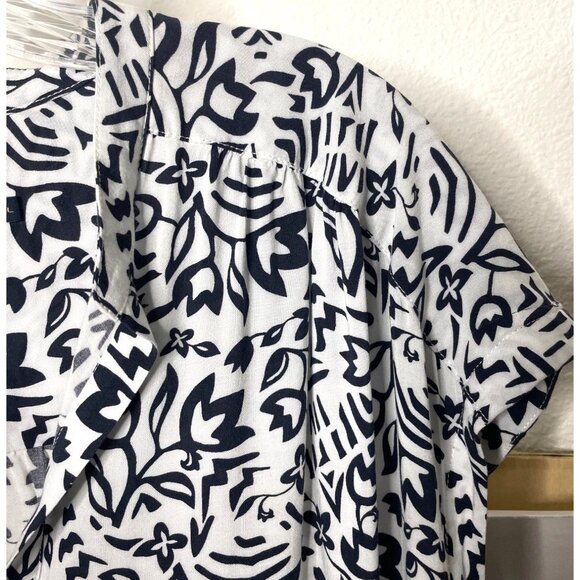 Pendleton Women's Short Sleeve White & Black Floral Print Rayon Tunic Top Size L - Picture 5 of 8